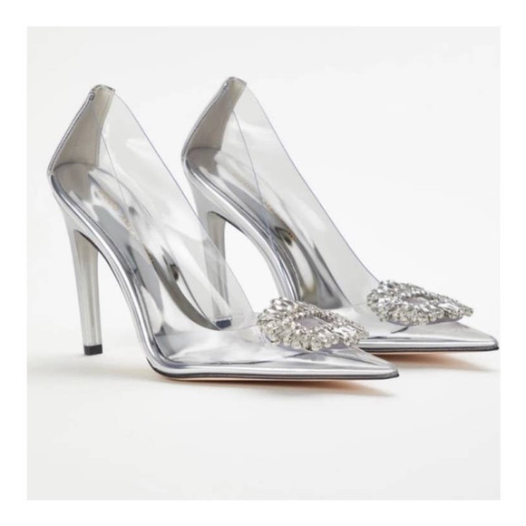 Good American Cinder-Rella Pumps Size 11.5 Glass Lucite GA275JPB-E - Picture 1 of 12